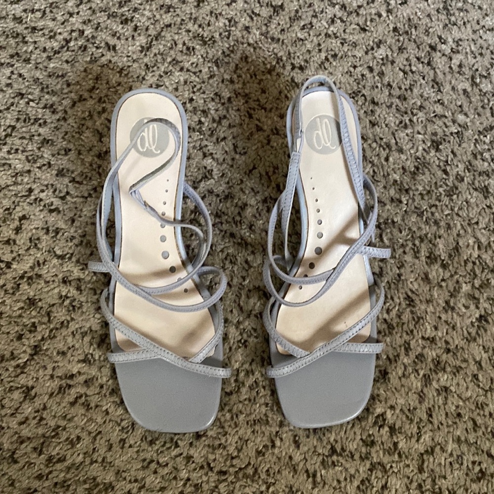 Donna Lawrence Gray Open Toe Heels
